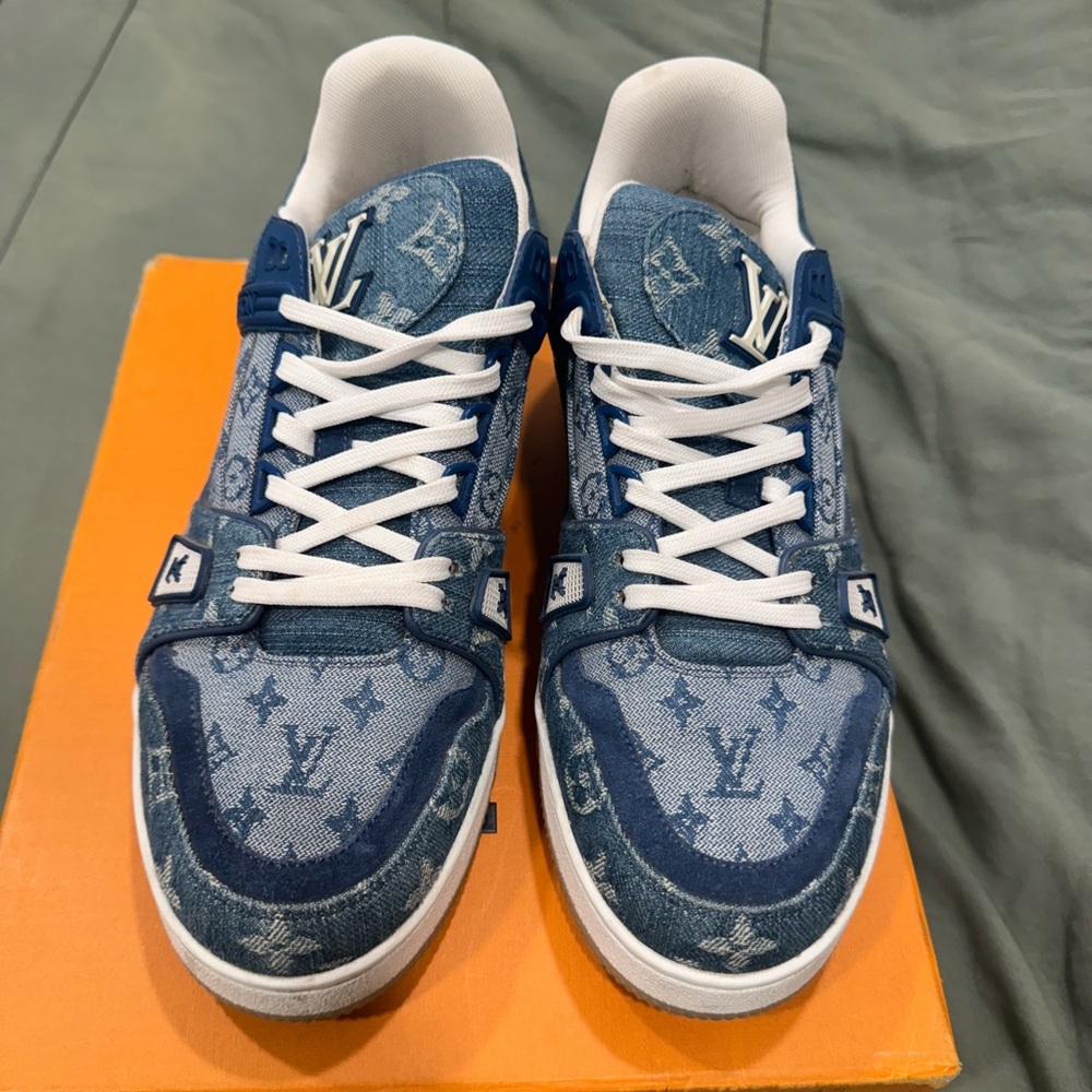 Louis Vuitton denim trainers men women sneakers